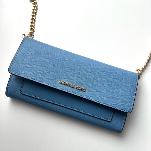 Michael Kors French Blue Crossbody Bag with Gold Chain - Picture 1 of 11